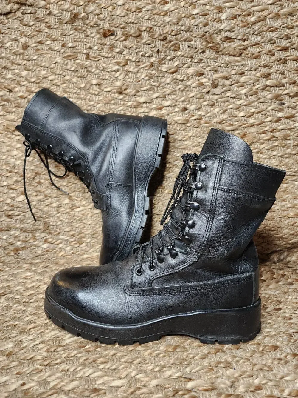 General Purpose Navy Certification Mens 10 Black Leather Vibram Tactical Boots